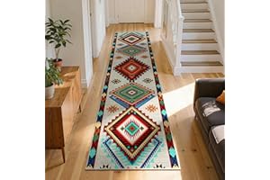 Boho Western Decor Kitchen Runner Rugs,2.6x10ft,Southwestern Native American Decor Hallway Carpet，Soft, Non-Slip Washable Azt