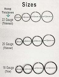 Black Small Hoop Earrings for Cartilage Nose, Tiny