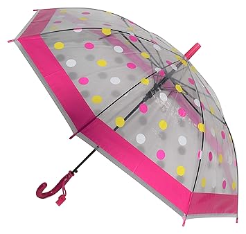 My Party Suppliers Kid's Clear Bubble Umbrella with Easy Grip Handle, Dots Umbrella for Girls / Umbrella for Children