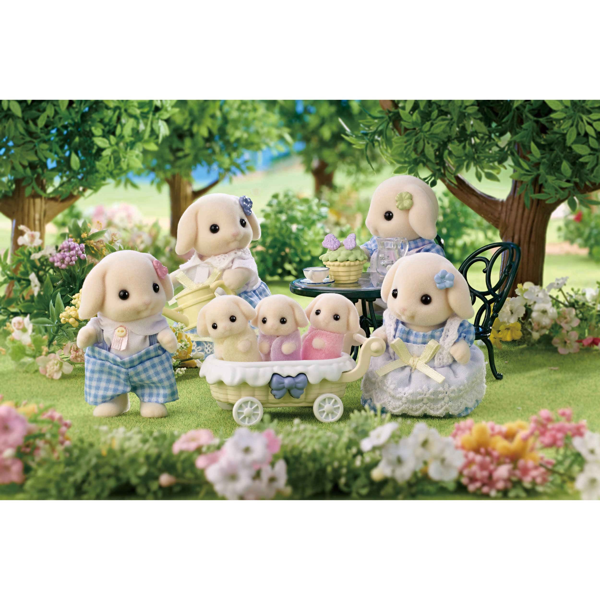 Calico Critters Flora Rabbit Family - Set of 5 Collectible Doll Figures for Children Ages 3+