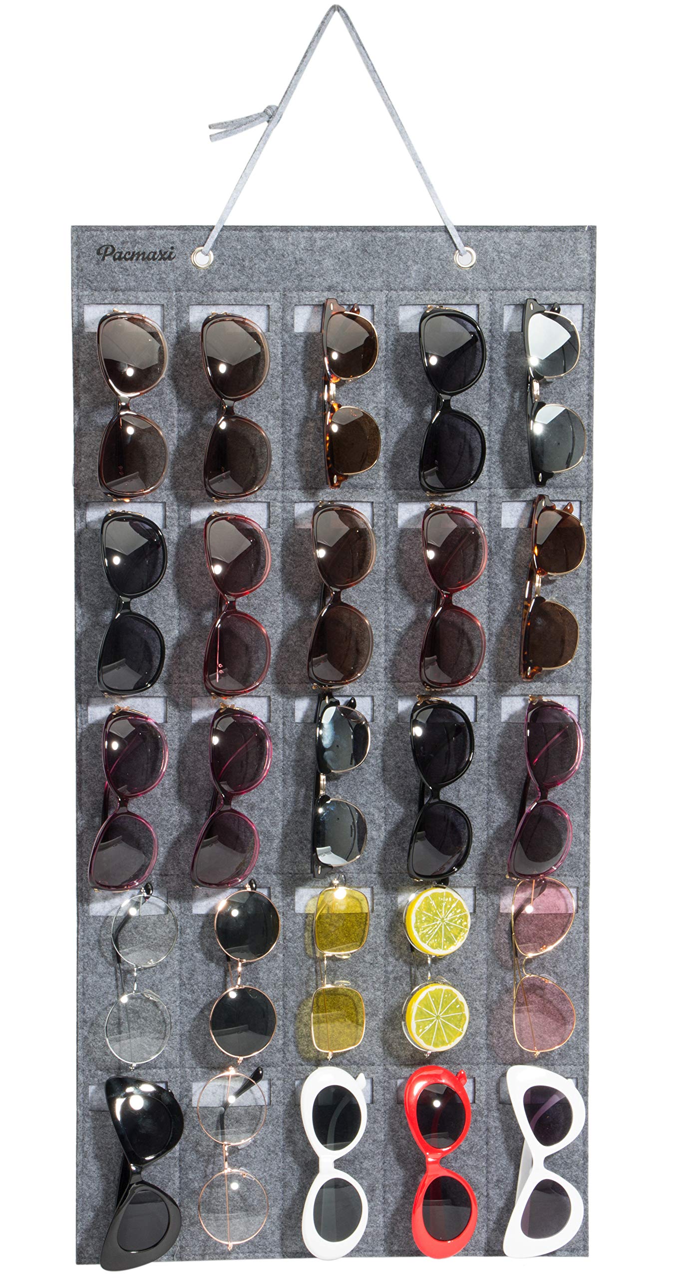 PACMAXI Sunglasses Storage Organizer, Wall Pocket Mounted by Sunglasses, Hanging Eyeglasses Storage Holder, Eyewear Display.