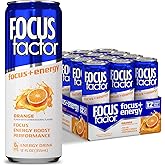 Focus Factor Energy Drink - 12 x 355ml Cans (Orange Flavour) - with Focus + Energy - Lightly Carbonated, Sugar Free, Low Calorie with Vitamin B6 & Vitamin B12