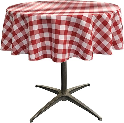 Amazon Com La Linen Poly Checkered Round Tablecloth 58 Inch Red