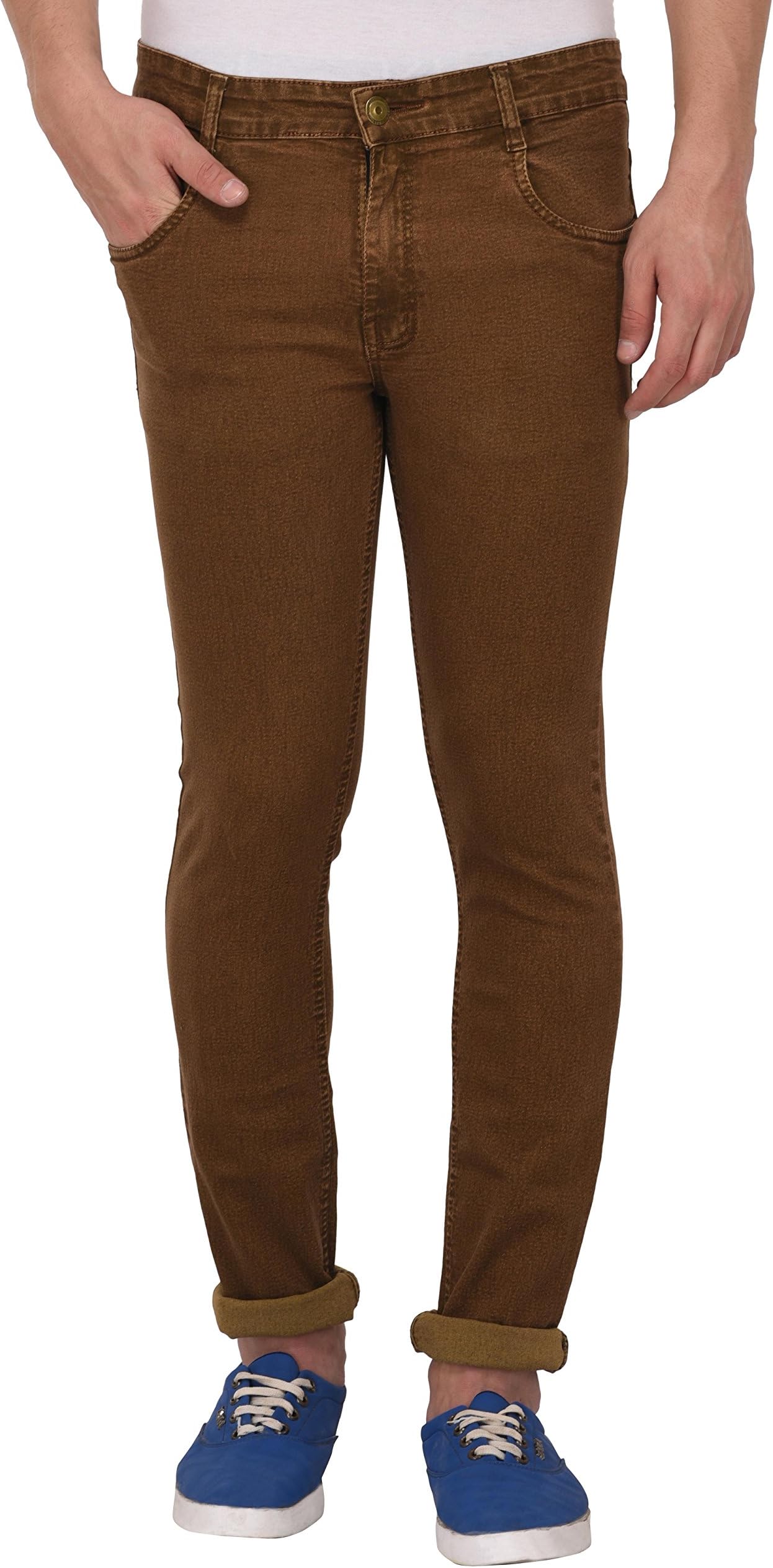 Men's Regular Fit Stretch Jeans (Brown)