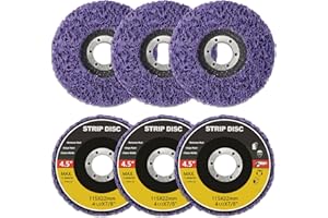 ZEHIQ 6 Pack 4-1/2" x 7/8" Strip Discs Stripping Wheel, Rust Remover Wheel for Angle Grinder Remove Paint, Rust and Clean Welds Oxidation, Purple