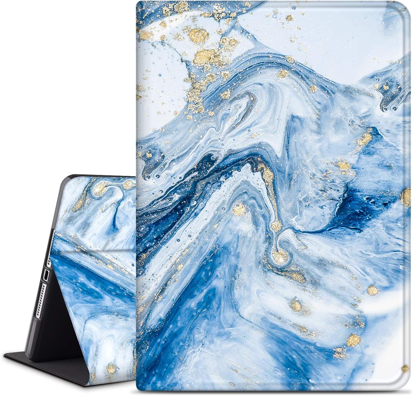 INSSISAIN Case for iPad Air (3rd Gen) 10.5" 2019 / iPad Pro 10.5" 2017 - [Multi-Angle Viewing + Soft TPU Back Cover + Auto Wake/Sleep] Stand Case, Blue Marble
