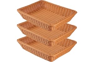 GNIEMCKIN 3 PCS 16 Inch Wicker Bread Basket, Woven Serving Basket, Tabletop Food serving Basket for Restaurant, Bakery, Famil