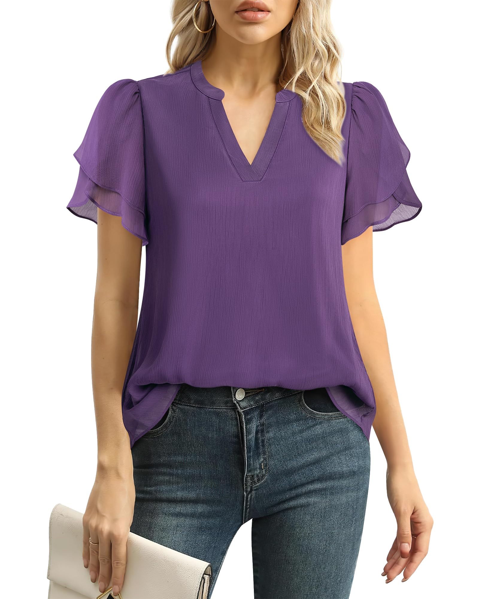 Lotusmile Women's Dressy Puff Sleeve Tops for