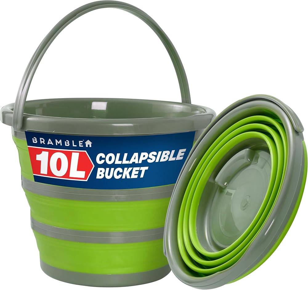Bramble 10 Litre Collapsible Silicone Bucket Green Grey Portable