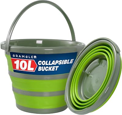 Bramble 10 Litre Collapsible Silicone Bucket Green Grey Portable
