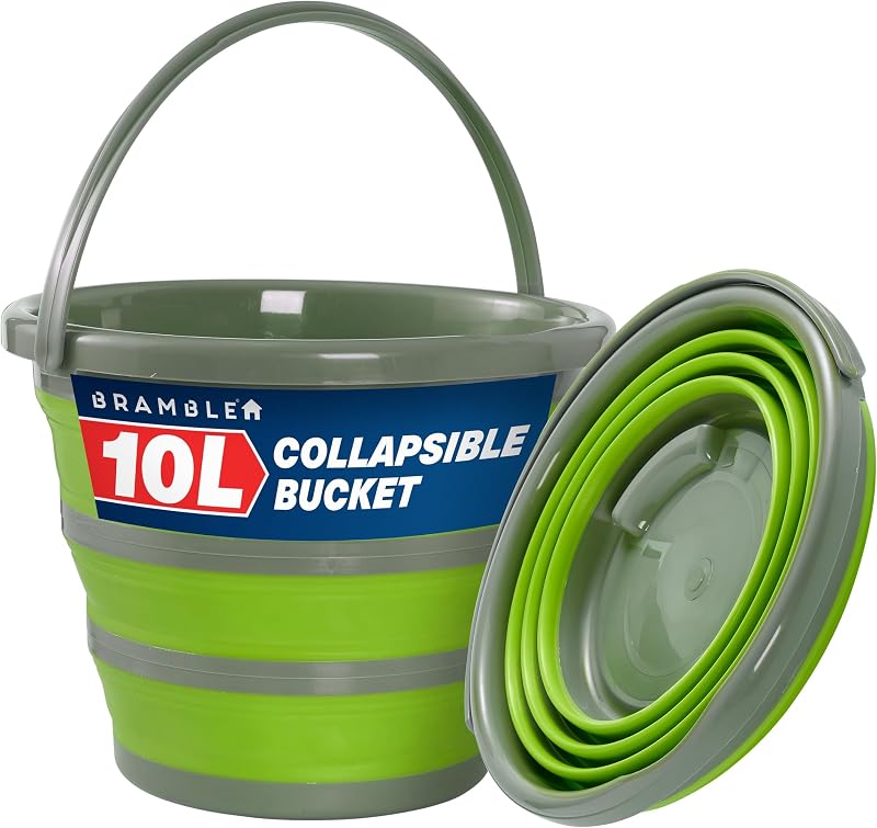 Bramble 10 Litre Collapsible Silicone Bucket Green Grey Portable