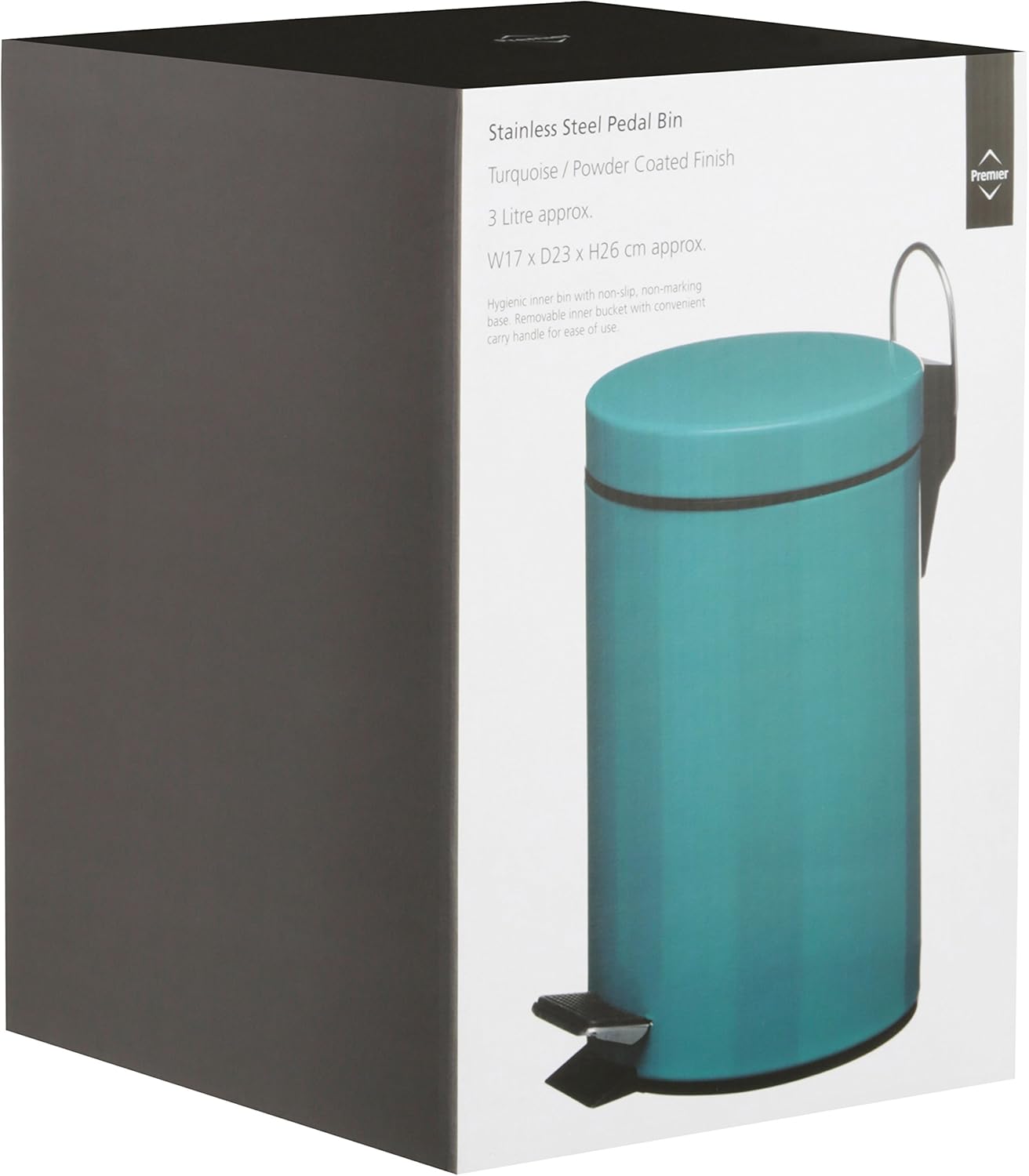 Premier Housewares 506429 Pedal Bin Turquoise Kitchen Bin Stainless