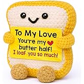 Valentines Day Her Him Gifts for Girlfriend Boyfriend Anniversary Wife Husband Gifts, Birthday Gift for Girlfriend Boyfriend, Romantic I Love You Gift for Couples Handmade Crochet Toast Love Present
