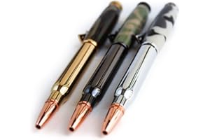 Crooked Mill Woodworking Bullet Twist Pen Kit for Woodturning (3-Pack + Bushings)