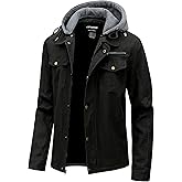 CTFASHION Men's Cotton Lightweight Jacket Military Canvas Field Coat Work Outwear Casual Spring Cargo Jacket with Hooded