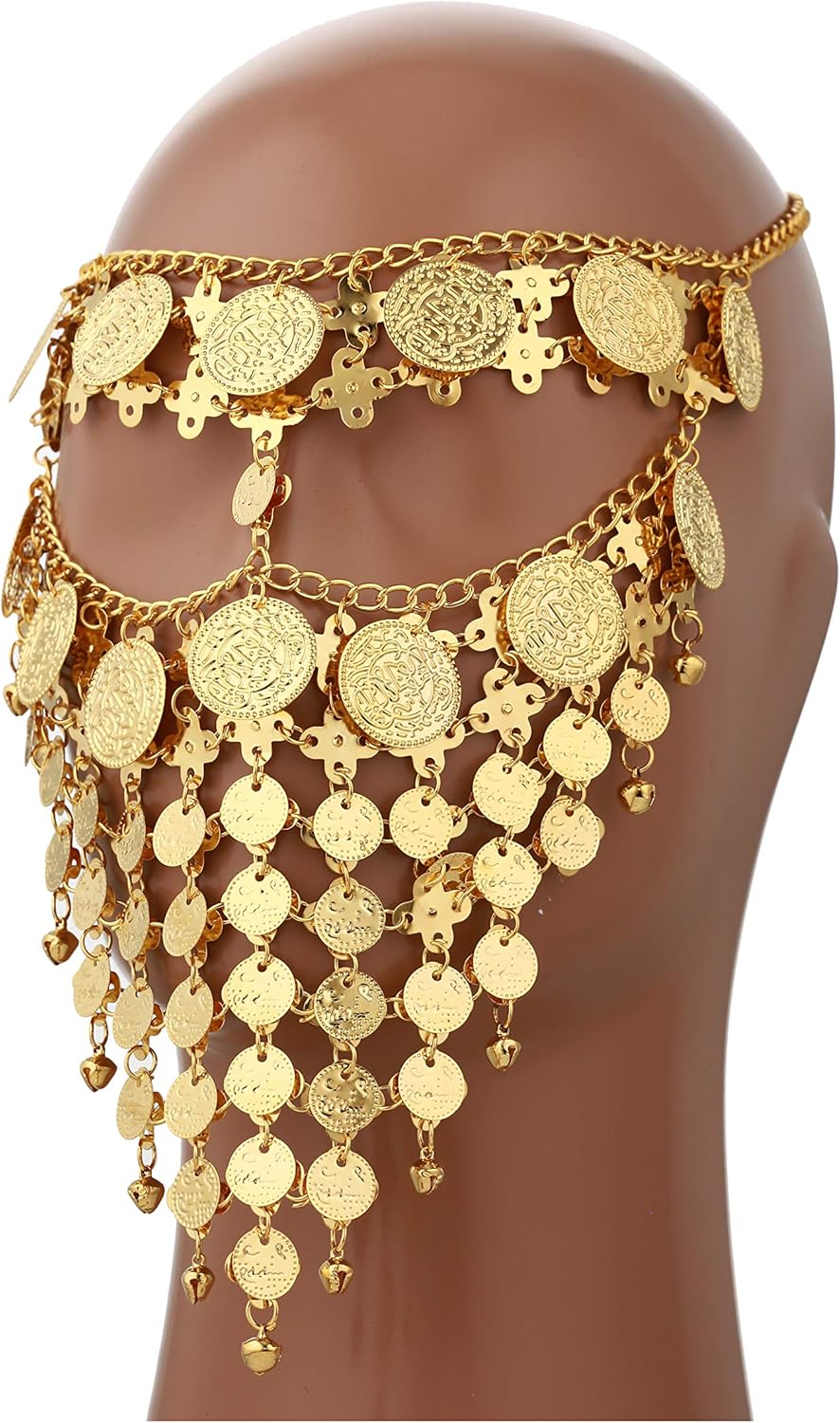 Astage Lady Cosplay Belly Dance Jewelry Coin Veil Halloween Accessories Gold Color: Clothing