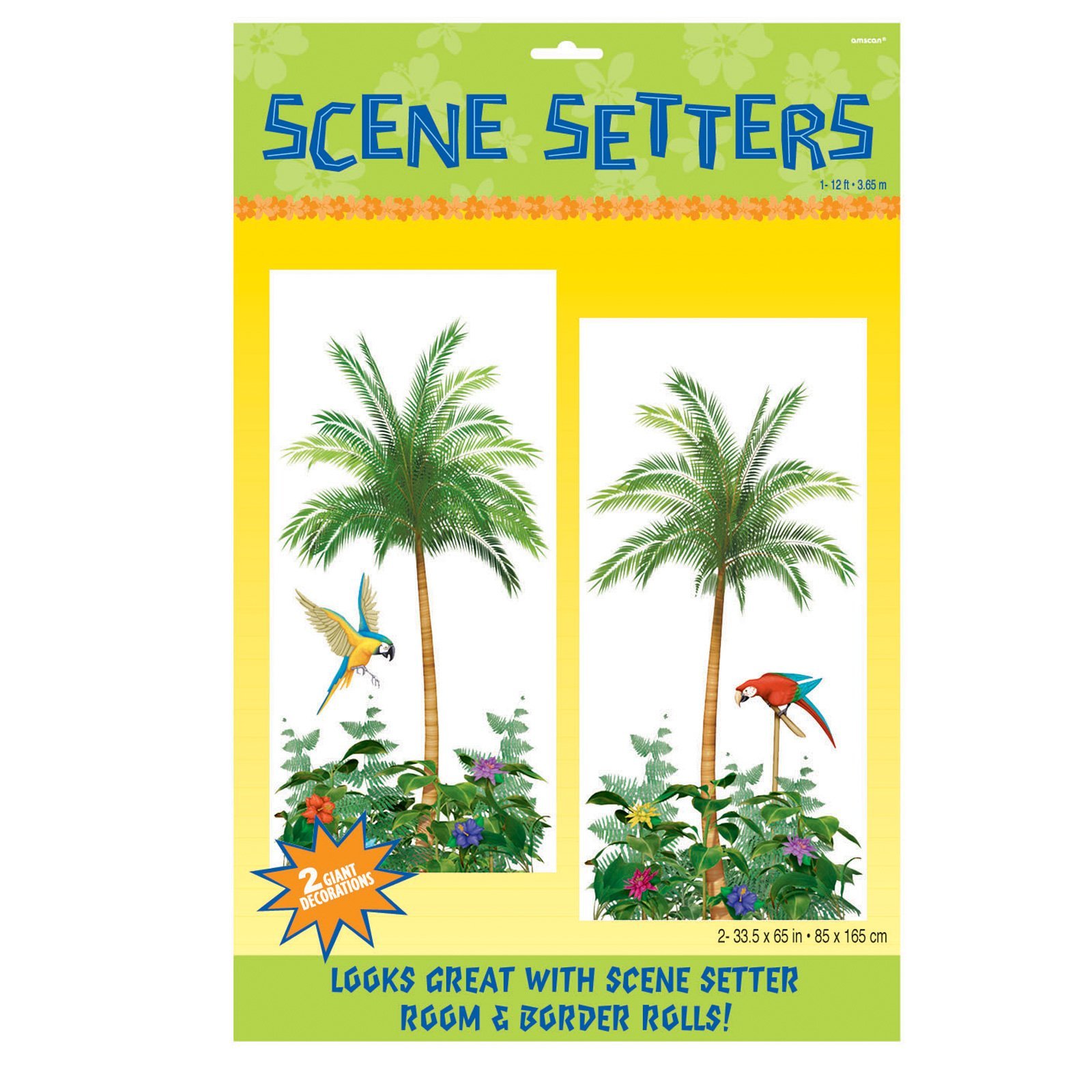Amscan (PKT) Palm Tree Scene Setter™ Add-On 85cm x 1.65m (2 pk), Green