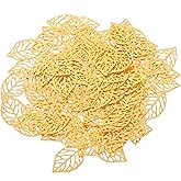 Teaaha 100 PCS Gold Leaf Charms, Hollow Leaf Metal Flower Pieces for Jewelry Making, Gold Leaves Decorations for Crafts, Metal Leaves for Crafts, Leafs Charms