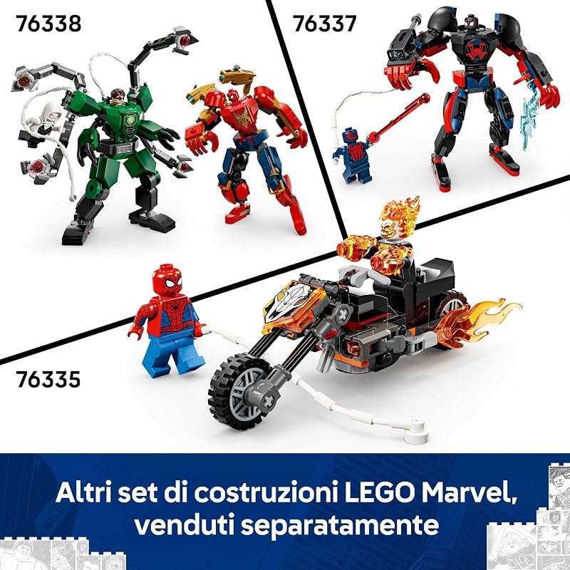 | Marvel Auto di Spider-Man vs. Venomized Wolverine - Giocattolo dei Supereroi con Modello di Macchina, 2 Minifigure e 2 Shooter a Molla - Regalo per Bambini e Fan da 7 Anni in su - 76336