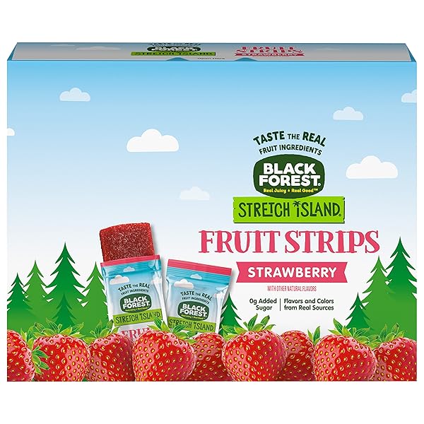 BLACK FOREST STRETCH ISLAND FRUIT STRIPS, STRAWBERRY, 0.5OUNCE STRIPS (PACK OF 30)