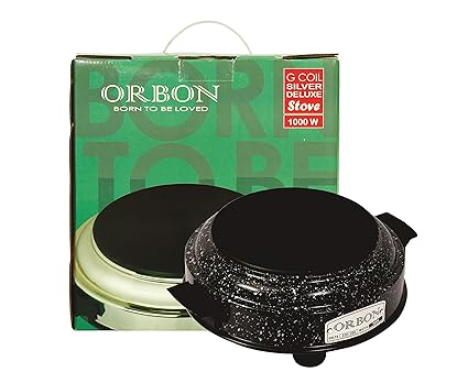 ORBON 1000 Watt Round Marble Vitreous Black Hot Plate G Coil Stove Induction Cooktop/Induction Cookers/Electric Cooking Heater/Induction Radient Cooktop ( MADE IN INDIA )( HUGE DIWALI DISCOUNT & FREE SHIPPING )