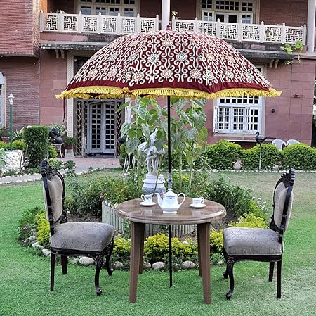 Lalhaveli Decorative Zari Embroidery Work Design Outdoor Umbrella Large 52 X 72 Inches