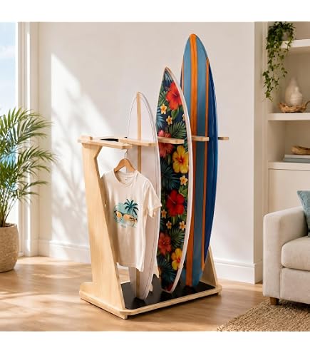 The Pacifica Freestanding Surfboard Display Rack (Holds 4 Boards