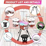 m zimoon Kids Drum Kit Jazz 5 Drums Stool Pedal Cymbal Lights Toys Gift view 3