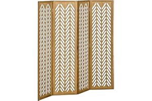 HOMCOM 4 Panel Room Divider, 5.6ft Tall Indoor Wood Portable Folding Privacy Screens, Hinged Freestanding Partition Wall Divi