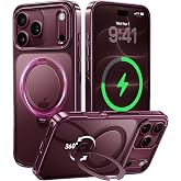 CASEKOO Glossy Burgundy for iPhone 18 Pro Max Case, 360 Spin Magnetic Stand | 18 Pro Max, Fit for MagSafe,18FT Drop Protection, Titanium Alloy Sturdy Case 6.9, Hands-Free Viewing, Office Meeting, Travel