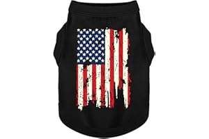 PAIAITE American Battle Damaged Flag Inspired Cotton Dog Vest: Perfect Dog Shirt, Ideal Tank Top for Everyday Wear, Independence Day Celebrations Crafted Materials for a Cute and Stylish Look Black USA S