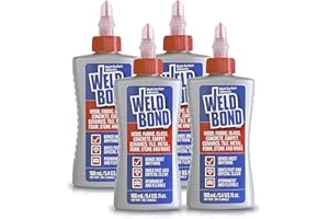 Weldbond Multi-Surface Adhesive Glue, Bonds Most Anything. Use as Wood Glue or on Fabric, Glass, Carpet, Ceramics, Tiles, Metal, Foam And More. Dries Crystal Clear, Non-toxic, 5.4oz/160ml 4-pack.