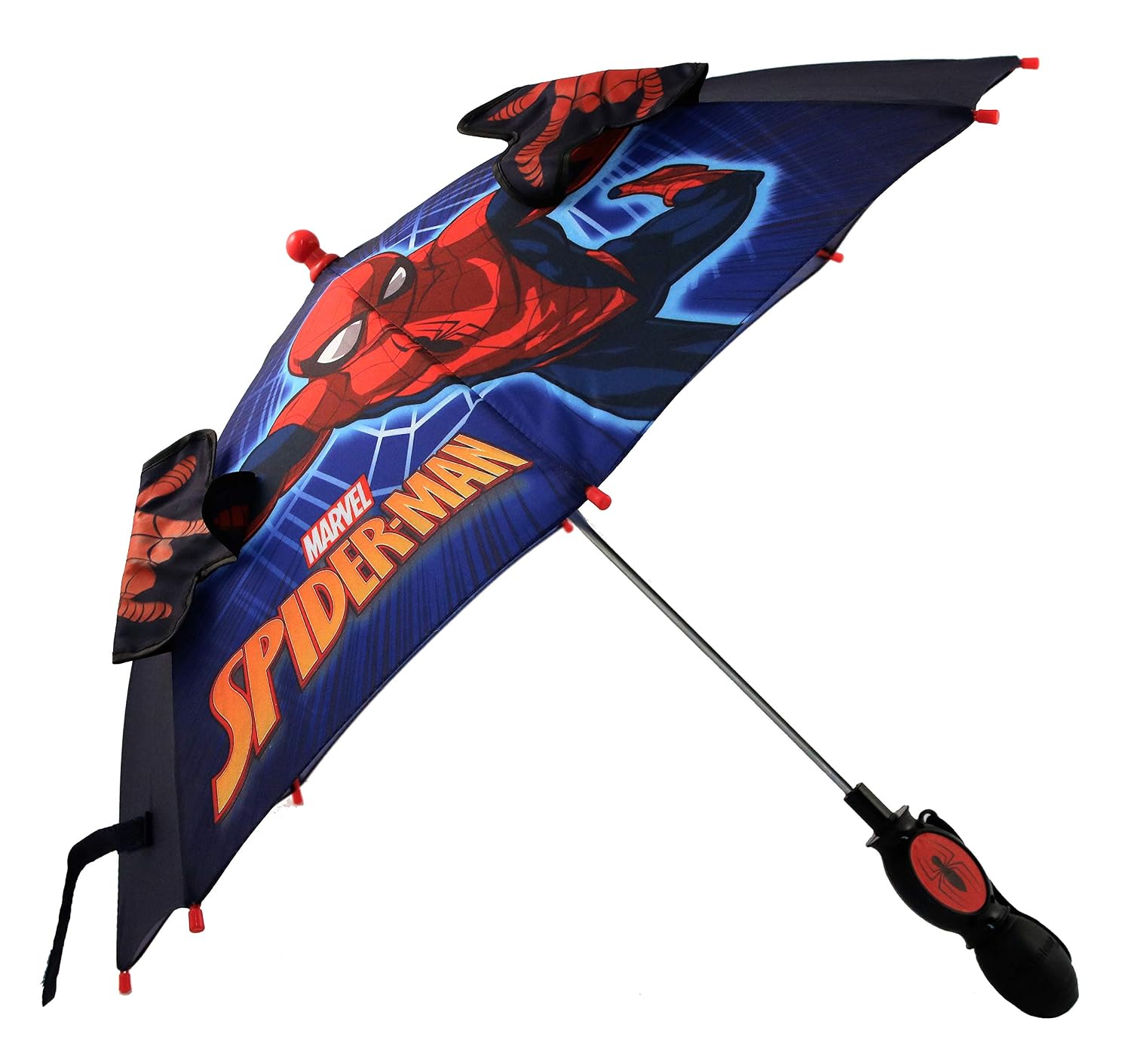 Marvel Little Boys Spiderman 'Squeeze and Flap' Fun Character Rainwear Umbrella, Ages 3-7