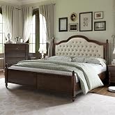 AMERLIFE King Size Solid Wood Bed Frame with Upholstered Tufted Headboard | 52.5"Upholstered Tufted Headboard, Rubberwood/Roman Column Accents/Wood Slat Support/No Box Spring Needed/Walnut Finish