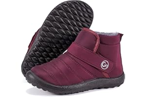 Aomigoct Boys Girls Winter Snow Boots: Waterproof Toddler Little Kid Boot with Fur Lined Easy Handles Unisex Child Warm Booties Comfortable Non Slip Walking
