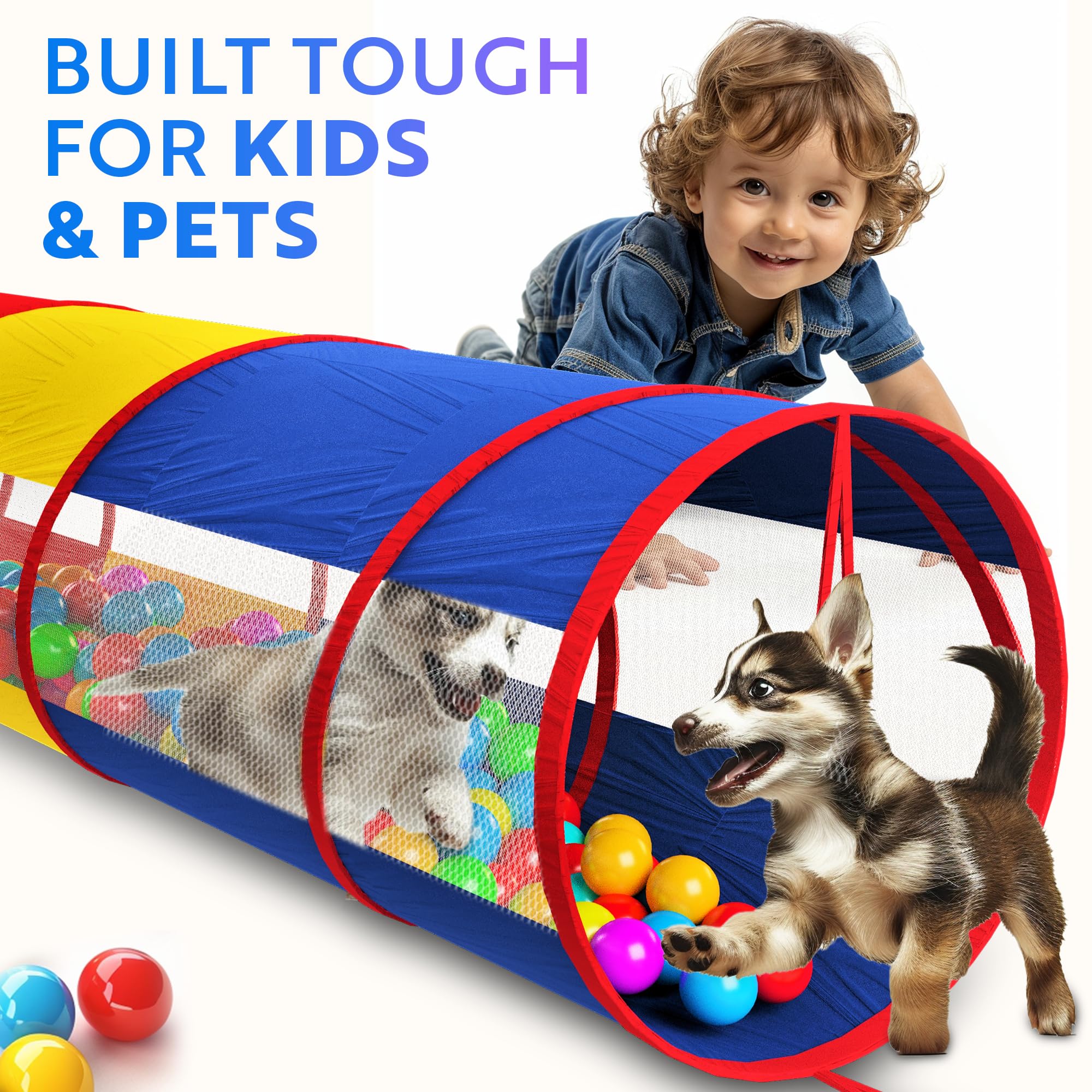 Playz Extra-Large Play Tunnel for Toddlers 1-3 Years – Pop-Up Baby Crawl Tube, Sensory Activity, Indoor & Outdoor Kids Toy, Collapsible for Easy Storage