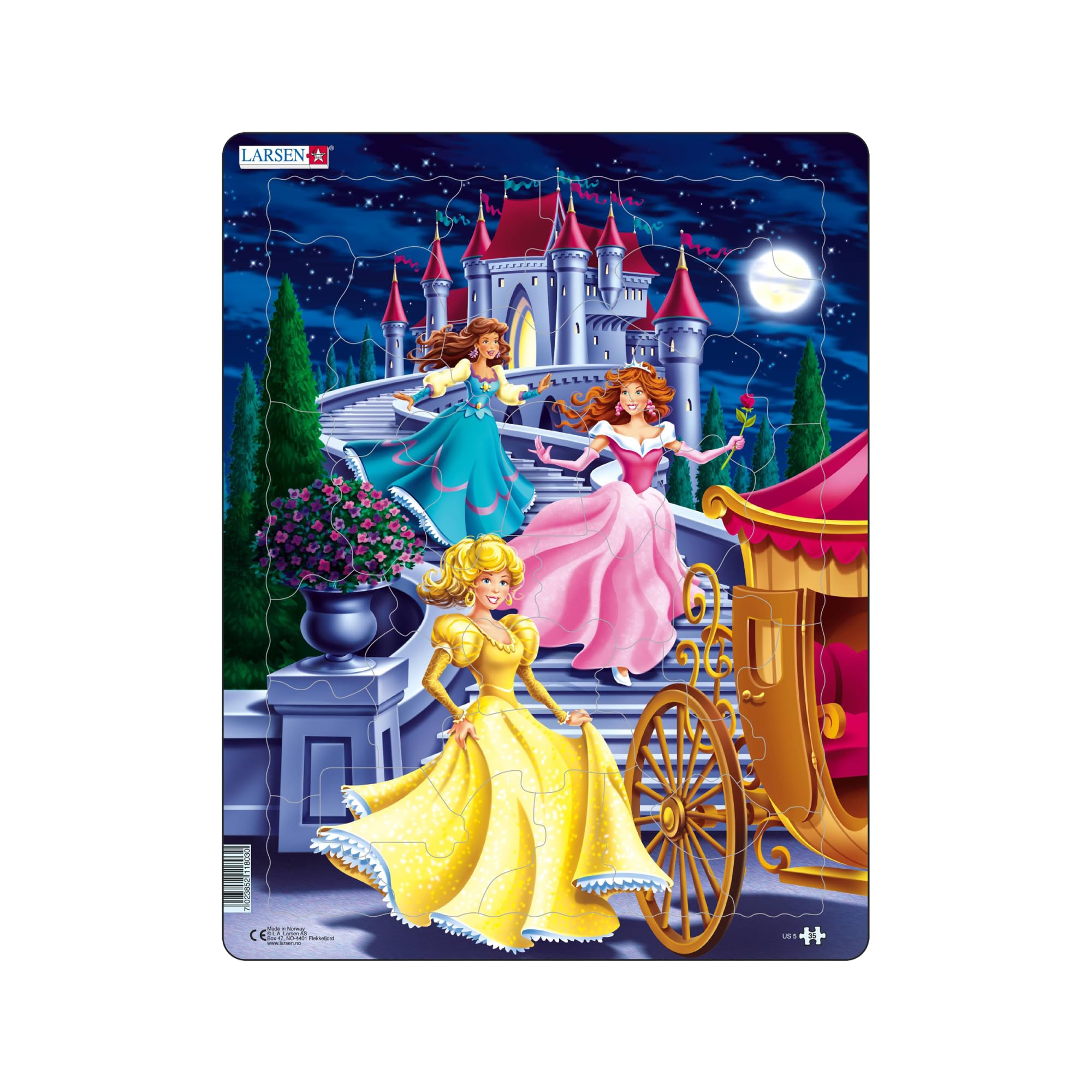 Larsen US5 Starry Night Princesses Leaving the Ball, 35 Piece Boxless Tray & Frame Jigsaw Puzzle