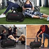 KASIBON Sports Gym Bag With Shoes Compartment Wet Pocket 35L Black view 8