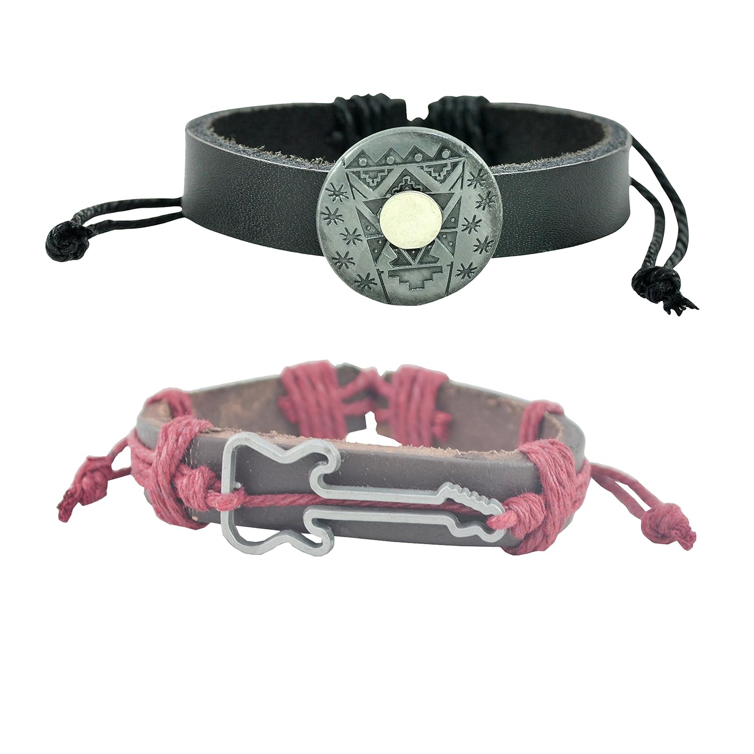 Buy ALPHA MAN Men's Fashion Accessories Guitar Thread-Woven Leather