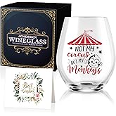 AGMDESIGN Not My Circus Not My Monkeys Funny Wine Glass, Retirement Gifts for Coworkers, Humorous Thank You Gifts Ideas for Mom Friends Neighbors BFF - Sarcastic Proverbs Wine Glass