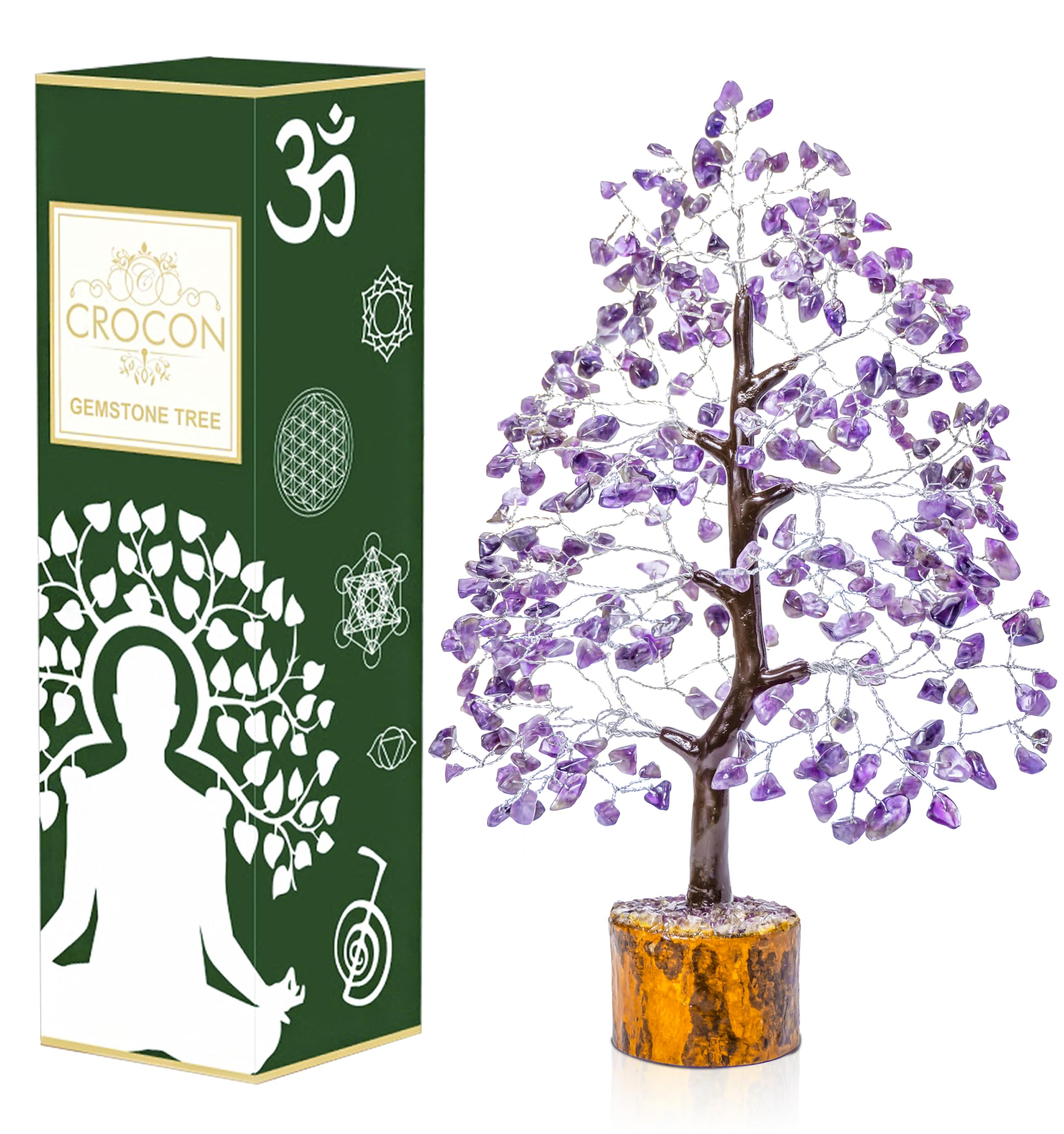 Crocon Amethyst Crystal Tree of Life Purple Gemstone Chakra Healing Crystals Tree for Home Decor Spiritual Room Decor Present Birthday Gift for Women and gifts for Mum House warming Present Good Luck