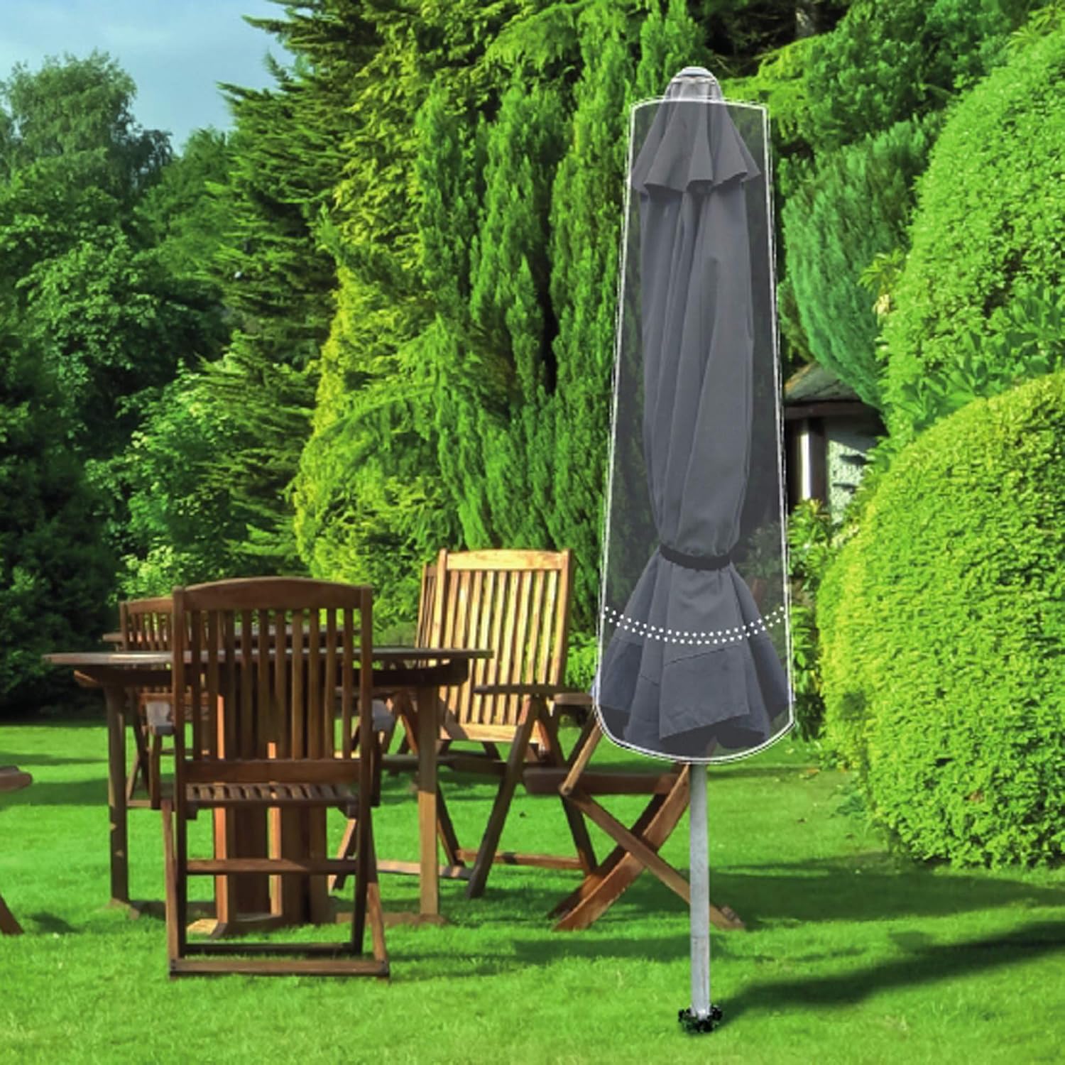 Urbnliving Black Garden Furniture Covers Waterproof Plastic Sheets Protectors Parasol Cover H174 X D24 Cm Amazon Co Uk Garden Outdoors