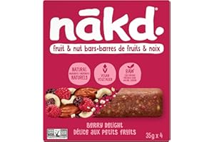 nākd. Raw fruit & nut bars - Berry Delight - 100% natural ingredients - No added sugar - Vegan - Gluten free - 4 x 35g bars -
