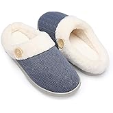 Chantomoo Womens Slipper Warm Comfy Memory Foam House Slippers Knitted Shoes Faux Fur Lined Anti-Skid Rubber Sole Bedroom Cozy Indoor Outdoor Slippers