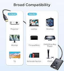 HDMI Switch 2 in 1 Out 4K@60Hz, WARRKY 【3.3ft