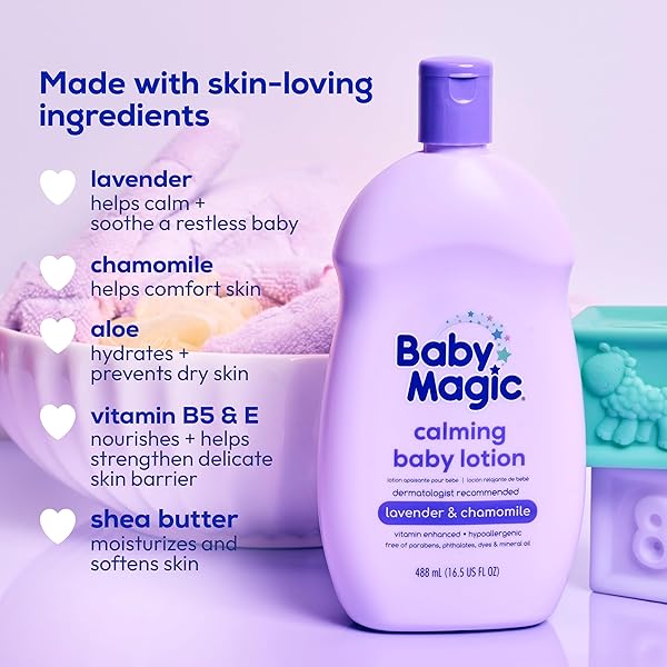 BABY MAGIC CALMING BODY LOTION, LULLABY SCENT, LAVENDER & CHAMOMILE, LAVENDER, 16.5 FL.OZ