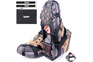 Sfee Crampons Ice Cleats, V3 Tungsten Ice Cleats for Shoes and Boots Crampons for Hiking Boots Ice Cleats for Women Men Kids Traction Cleats for Walking on Snow Ice Grips for Fishing, Walking, Running