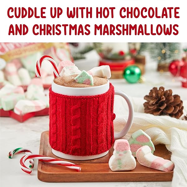 COLOMBINA SWEET CHRISTMAS MARSHMALLOWS, SOFT, ASSORTED VANILLA BEAN MARSHMALLOWS, CHRISTMAS TREES, CANDY CANES, AND SANTAS, 5.1OZ (PACK OF 1)