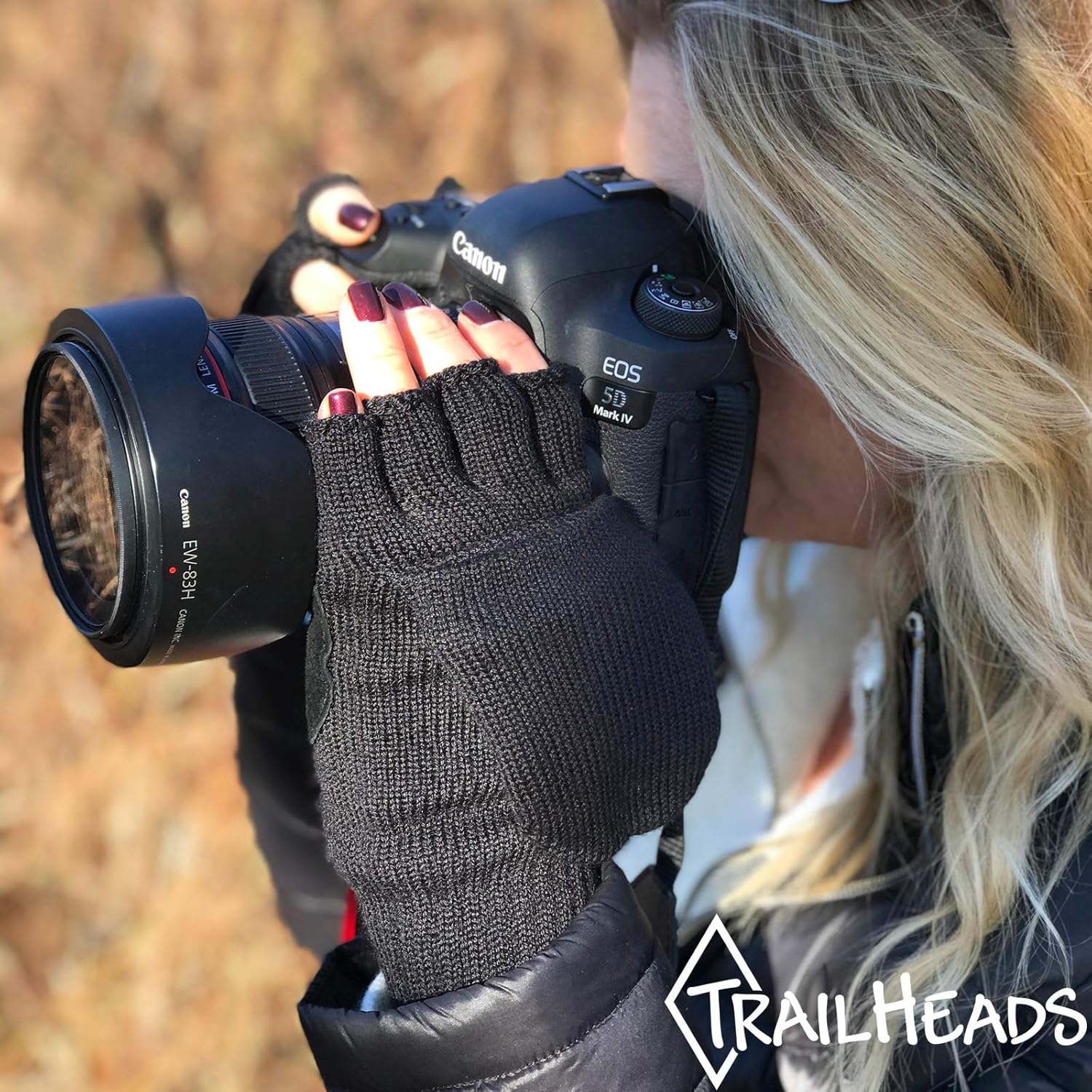 TrailHeads Women’s Fingerless Gloves | Merino Knit Convertible Mittens: Clothing