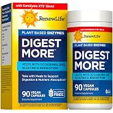 Renew Life DigestMore Digestive Enzymes | 90 Vegetable Capsules | Plant Based Enzymes | Relieves Occasional Gas, Bloating &amp; Indigestion | Dairy, Soy, and Gluten Free Supplement